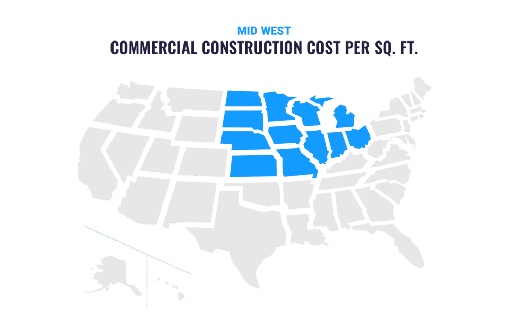 Graphic of Commercial Construction Cost per Square Foot in the Midwest US