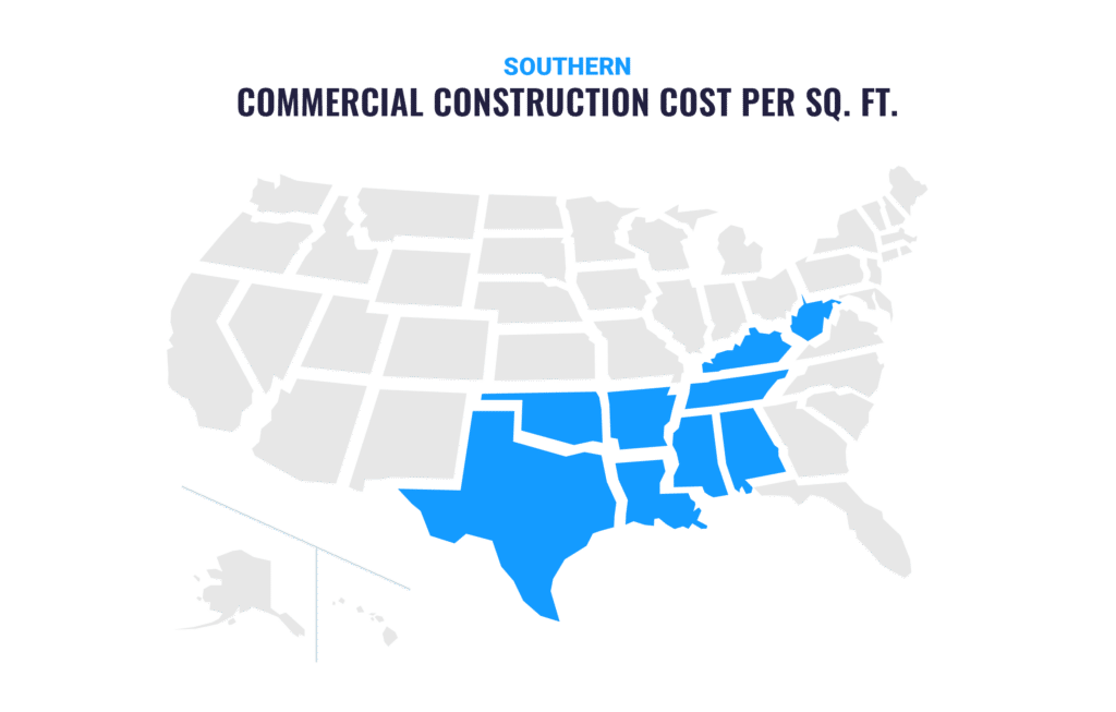 Graphic of Commercial Construction Cost per Square Foot in the Southern US